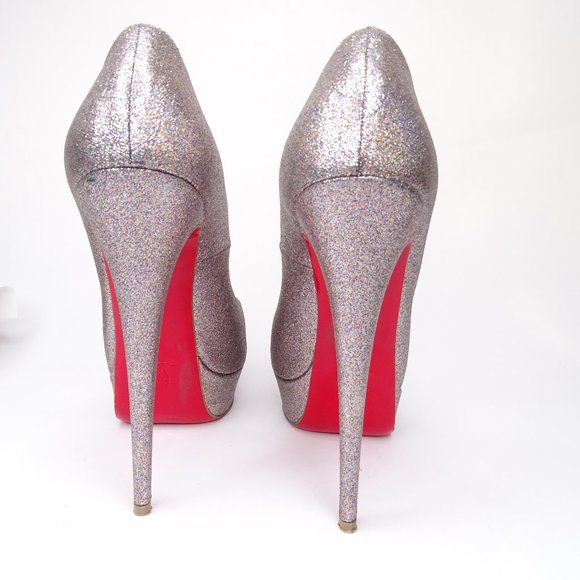 Chrisitian Louboutin Lady Peep 150 Glitter Pumps - Picture 5 of 15